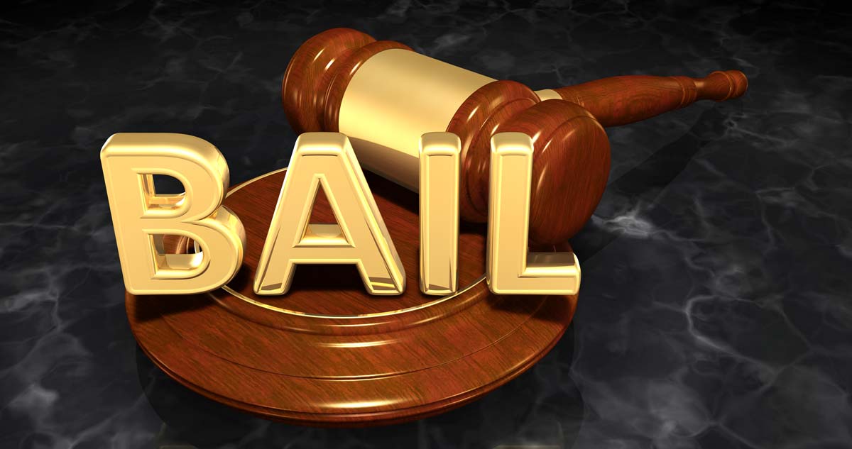 Bail word in gold capital letters on gavel concept art