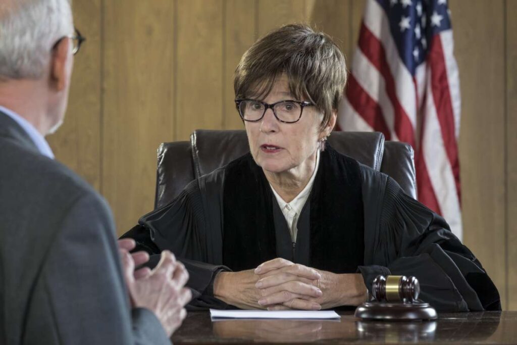 A judge at a bail hearing
