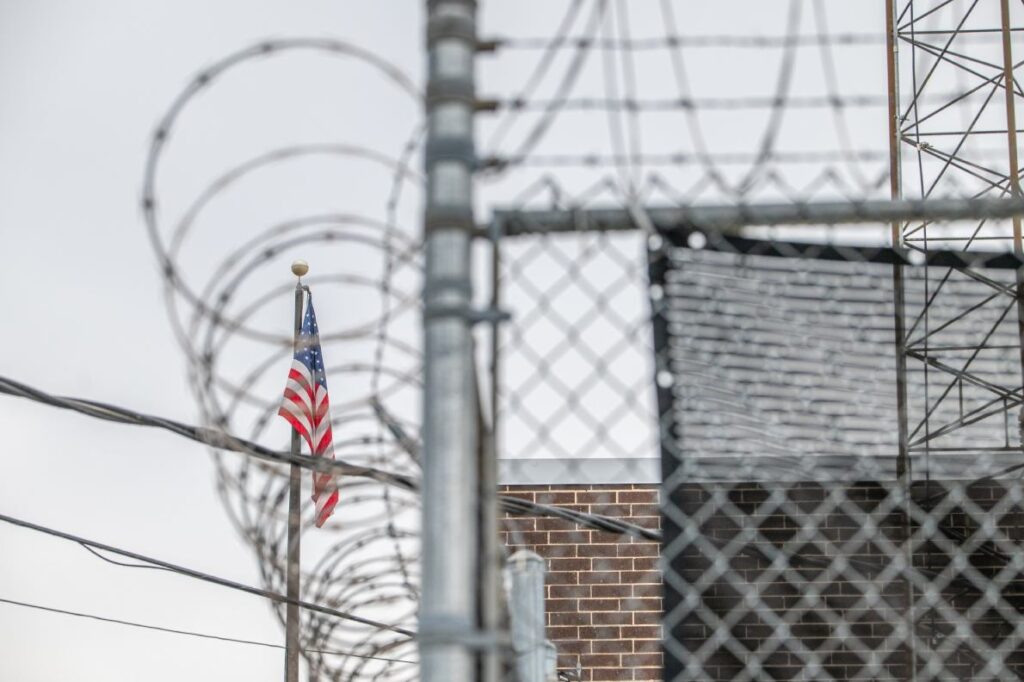 A close-up view of an ICE detention facility.